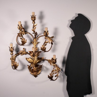 Pair of Appliques, Wrought Iron and Shear Plate,Italy 20th Century