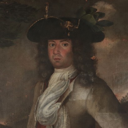 Portrait of an Hunter, Oil on Canvas, Lombard School 18th Century