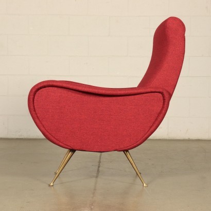 Armachair, Foam Brass and Fabric, Italy 1950s-1960s