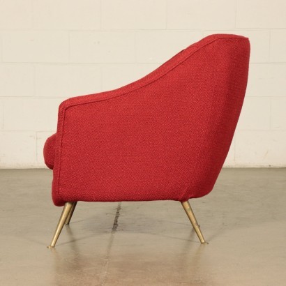 Armchair, Foma Fabric and Brass, Italy 1950s-1960s