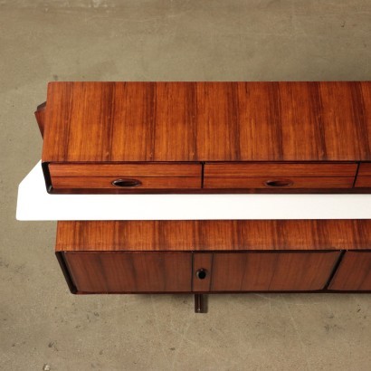 Sideboard, Veneer Marble and Brass, Italy 1960s