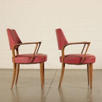 Armchairs, Beech Spring and Leatherette, Italy 1950s