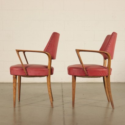 Armchairs, Beech Spring and Leatherette, Italy 1950s