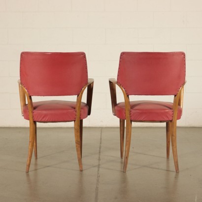 Armchairs, Beech Spring and Leatherette, Italy 1950s