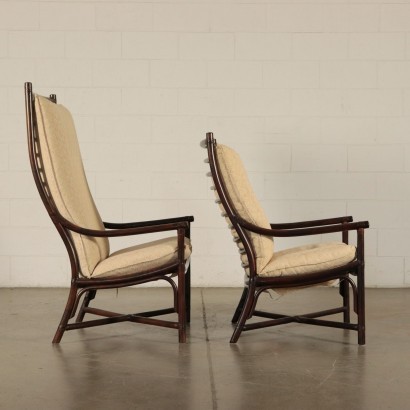 Armchairs Bamboo Foam and Fabric Italy 1980s