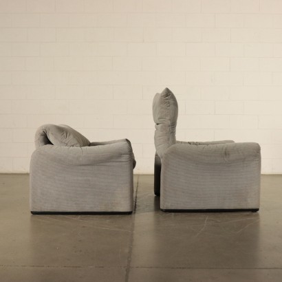 Maralunga Armachairs, Foam and Fabric,1980s Vico Magistretti, Cassina