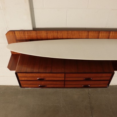 Wall Cabinet, Rosewood Veneer Marble and Brass, 1960s GMA