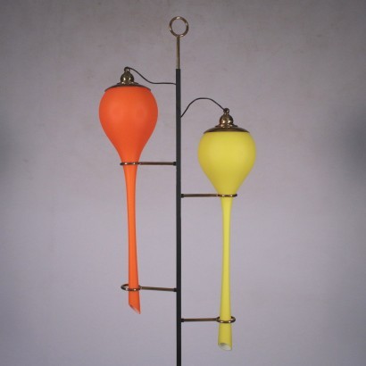 Lamp, Marble Brass Metal and Colored Glass, Italy 1960s