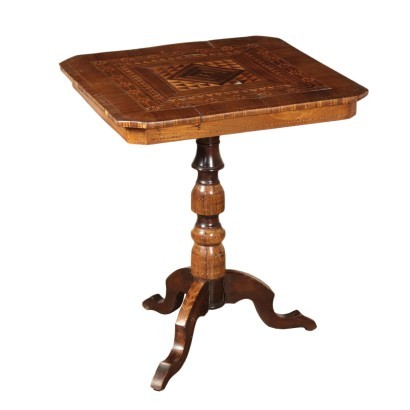 Rolo Production Small Table, Walnut, Italy 19th Century