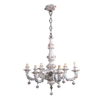 Capodimonte Chandelier Ceramic Italy 20th Century