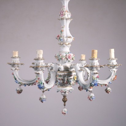 Capodimonte Chandelier Ceramic Italy 20th Century