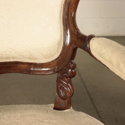 Pair of Louis Philippe Armchairs, Walnut, Italy 19th Century