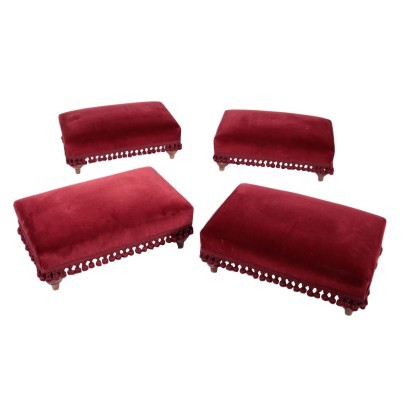 Group of 4 Footrests, Velvet, Italy 20th Century