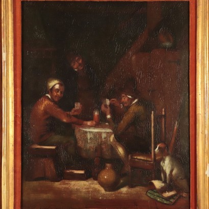 The players of Cards, Oil on Metal Plate, 19th Century