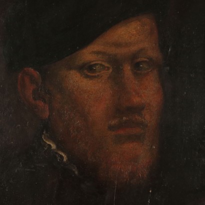 Portrait of a man with sword, Oil on Board, Lombard School 1500