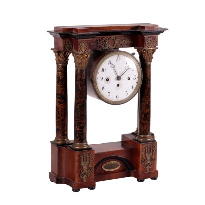 Horloge Placage de Noyer Faux Marbre Clé Originale France '800