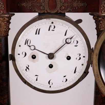 Horloge Placage de Noyer Faux Marbre Clé Originale France '800
