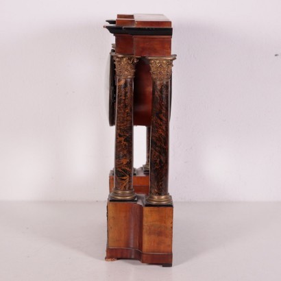 Temple Shaped Clock, Bronze Walnut Veneer, France 19th Century