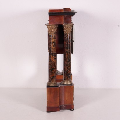 Temple Shaped Clock, Bronze Walnut Veneer, France 19th Century