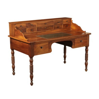 Piedmontese Desk, Walnut, Italy, 19th Century