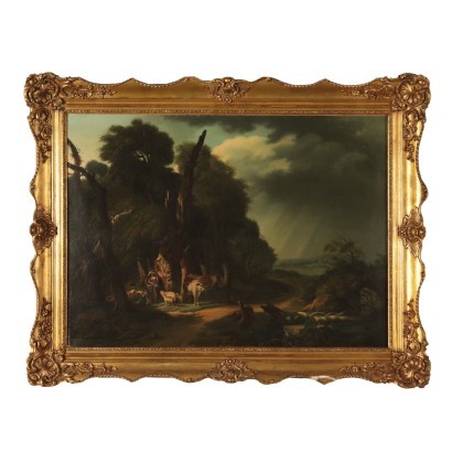 Landscape with Shepherds and Herds, Oil on Canvas, 1842