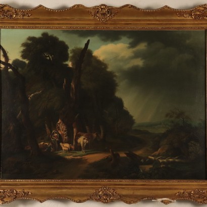 Landscape with Shepherds and Herds, Oil on Canvas, 1842