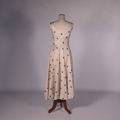 Vintage Cocktail Dress with Polka Dots, Silk, Italy 1950s-1960s