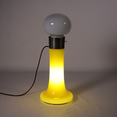 Lamp, Colored and Milk Glass Chromed Metal, Italy 1960s-1970s