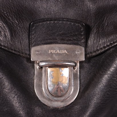 Vintage Prada Bag Black Leather Italy 1980s-1990s