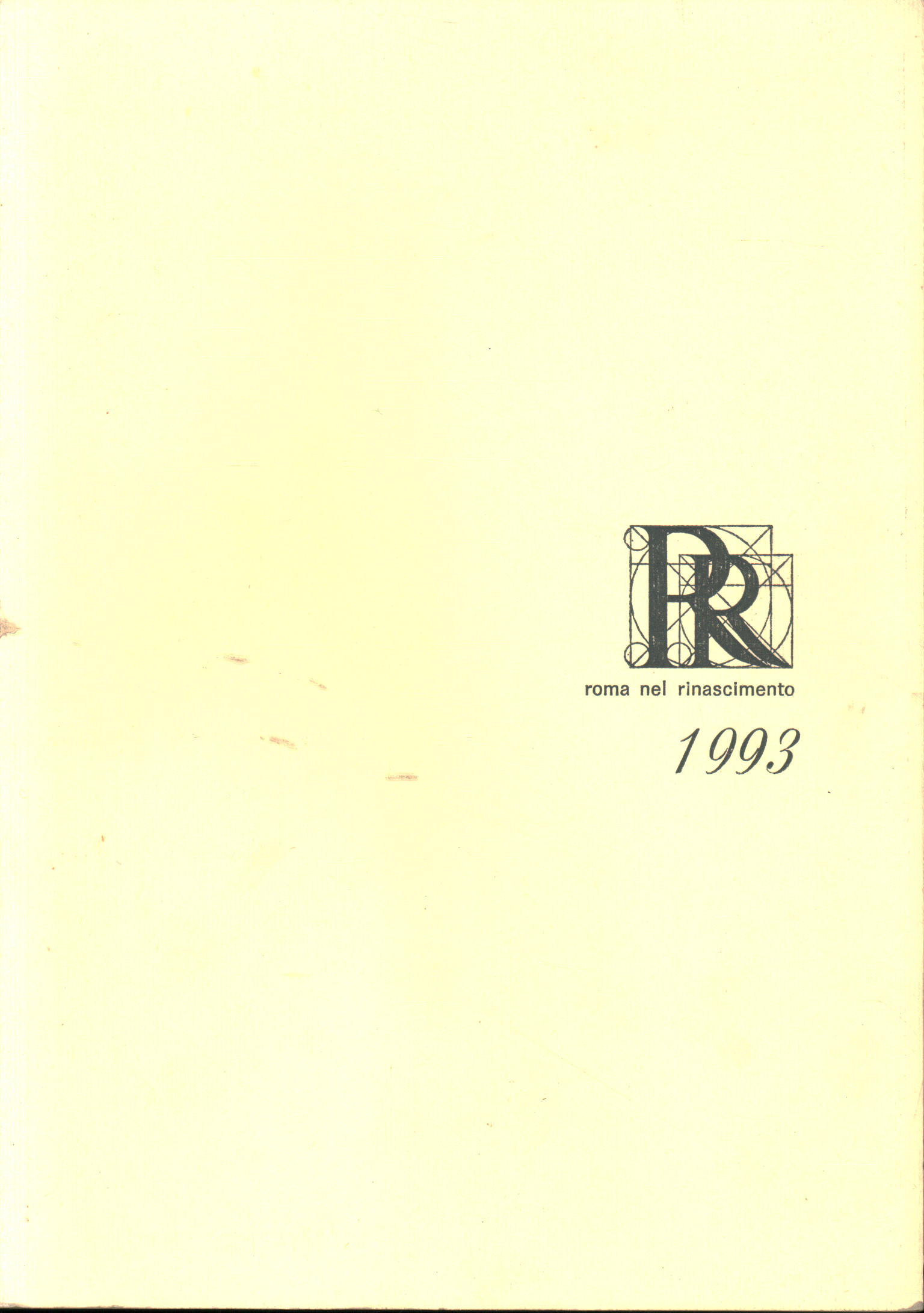 Roma nel Rinascimento 1993: bibliografia e note, AA. VV.