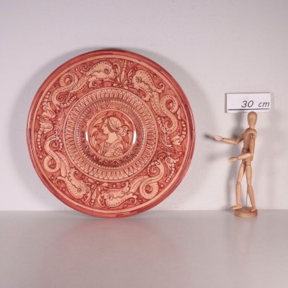 Decorated Ceramic Plate Gubbio Italy 20th Century