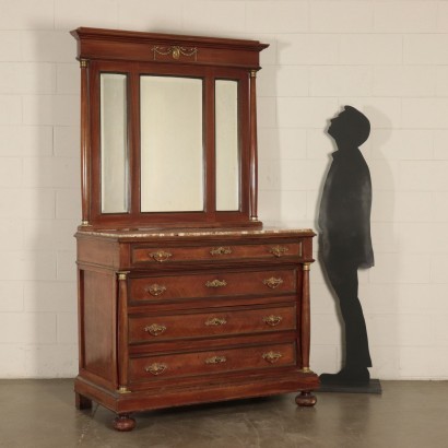 Empire Style Chest of Drawers with Mirror Mahogany Italy 20th Century