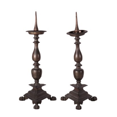 Pair of Torch-Holders Bronze Italy 19th-20th Century