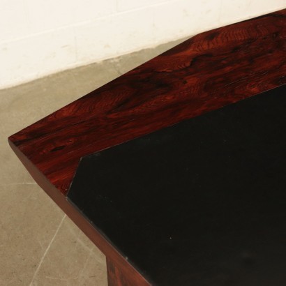 Desk, Jacaranda Veneer and Leather, Italy 1960s Italian Prodution