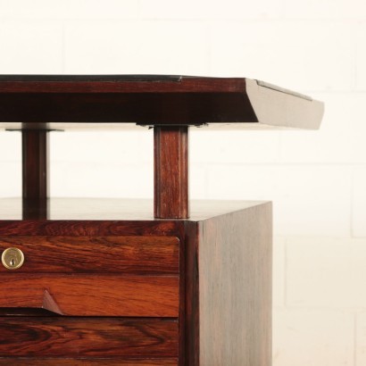 Desk, Jacaranda Veneer and Leather, Italy 1960s Italian Prodution