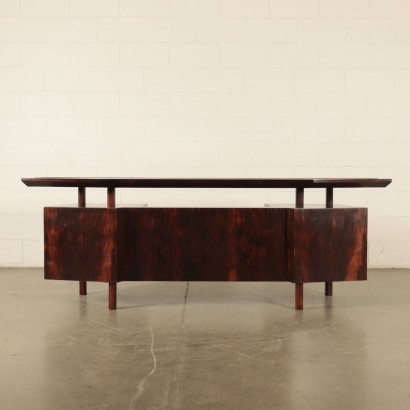 Desk, Jacaranda Veneer and Leather, Italy 1960s Italian Prodution