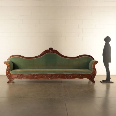 Big Louis Philippe Sofa Walnut Italy 19th Century