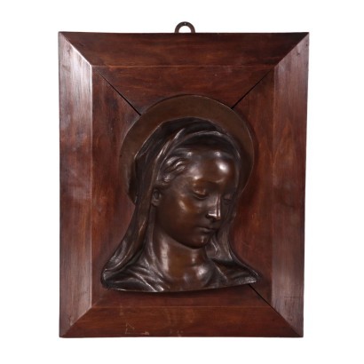 Bust of Virgin Mary Bronz and Solid Wood Italy 20th Century