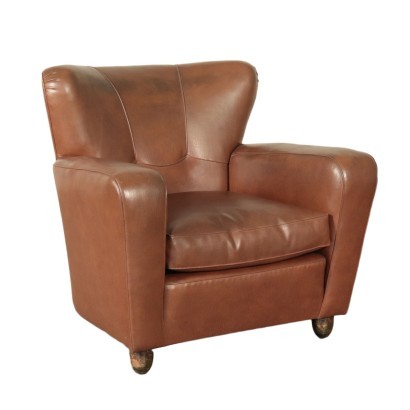 Fauteuil Rembourrage à Ressorts Mousse Similicuir Italie Années 50