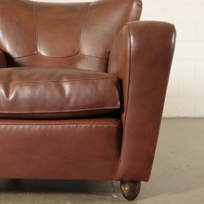 Fauteuil Rembourrage à Ressorts Mousse Similicuir Italie Années 50