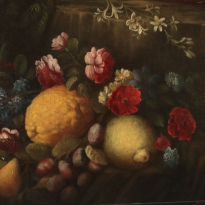 Nature morte avec des fruits,des fleurs et des oiseaux