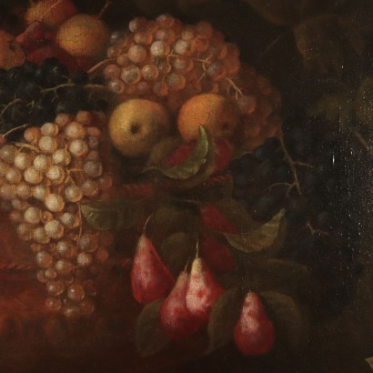 Bodegón con frutas,flores y aves