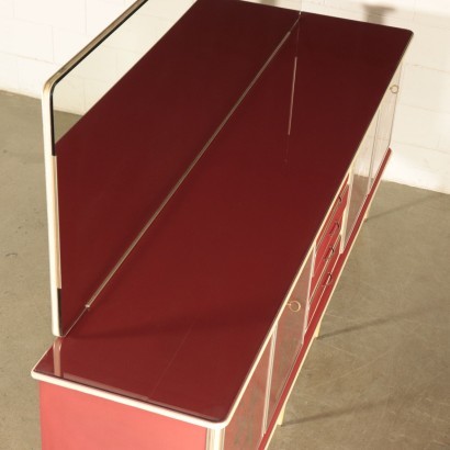 Meuble Buffet avec Miroir Bois Aluminium Italie Années 50-60