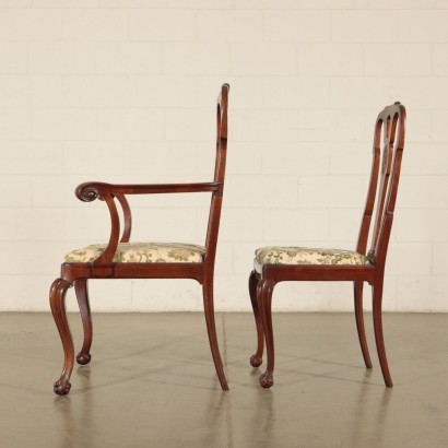 Pair of British Cahirs and Pair of Armchair Mahogany England 1900