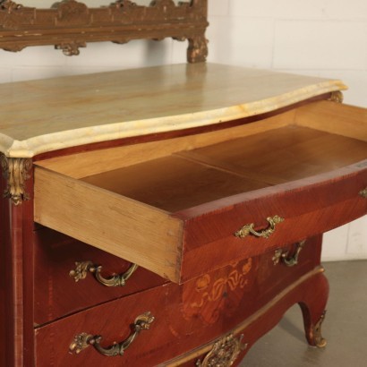 Rococo Revival Chest of Drawers With Mirror Mahogany Italy 20th Centur