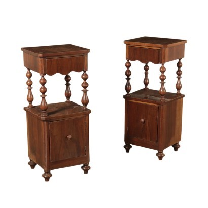 Pair of Bedside Tables Walnut Italy 19th Century