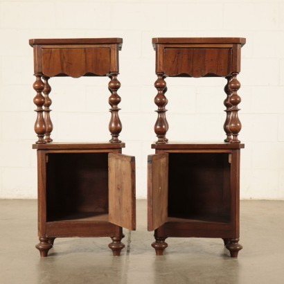 Pair of Bedside Tables Walnut Italy 19th Century