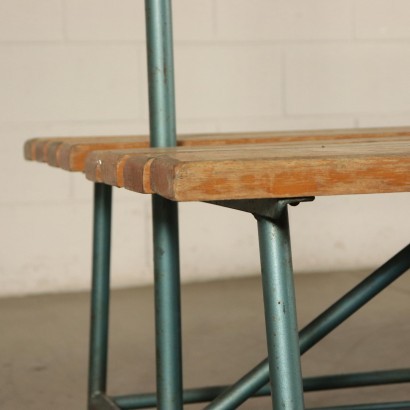 Banc de Dressing Salle de Gym Métal Bois Italie Années 60