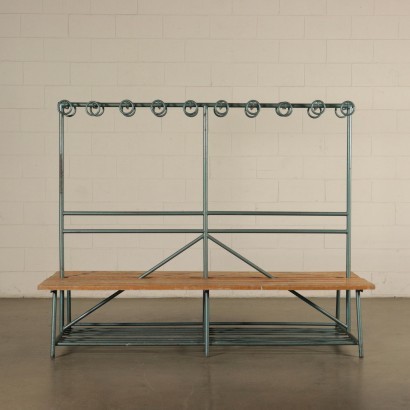 Banc de Dressing Salle de Gym Métal Bois Italie Années 60