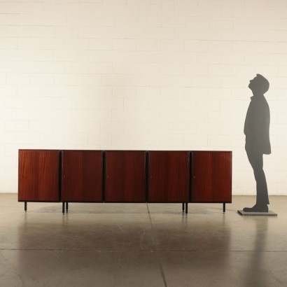 Sideboard, Mahogany Veneer and Metal, Italy 1960s Italian Prodution